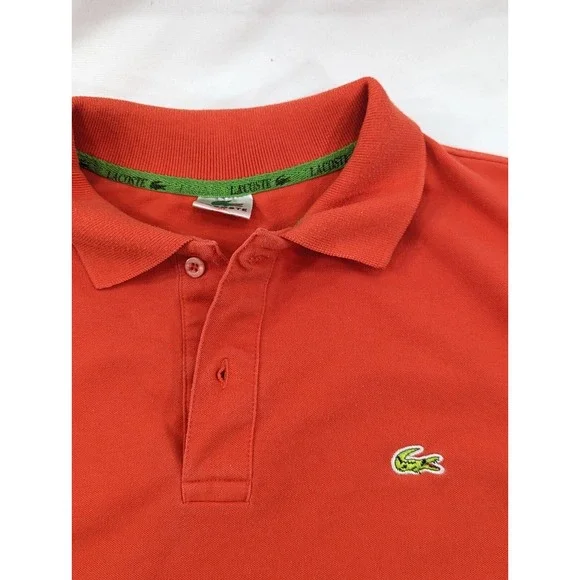 Lacoste Shirt XL Blood‎ Orange Polo 3-Button Short Sleeve Golf Neon Gator - Picture 4 of 8